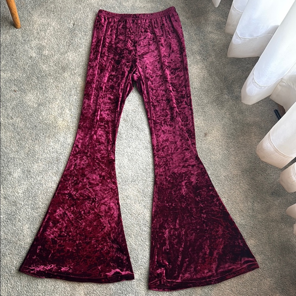 Altard State Velvet Flare Pants in Rich Burgundy